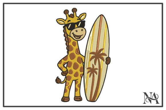 Download Cool Giraffe Surfboard Embroidery Design - Embroidery Collection