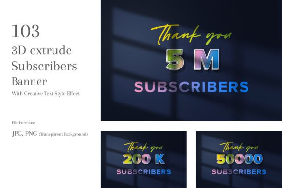 Download 3D Extrude Subscribers Banners Set 80 - Premium Resources