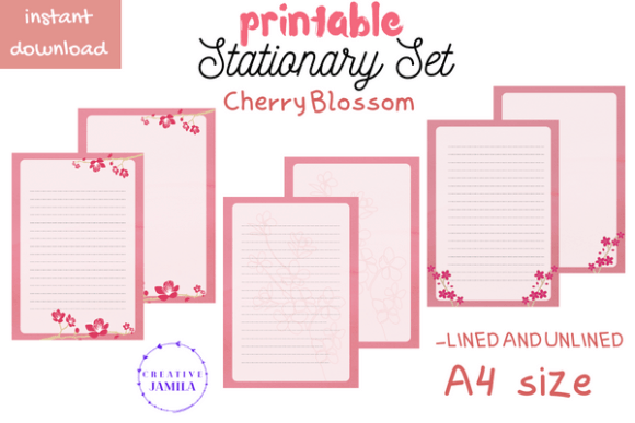 Download Cherry Blossom Printable Stationary Set - Stationary Collection