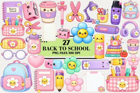 Download Kawaii Back to School Clipart Bundle - Back to school Collection
